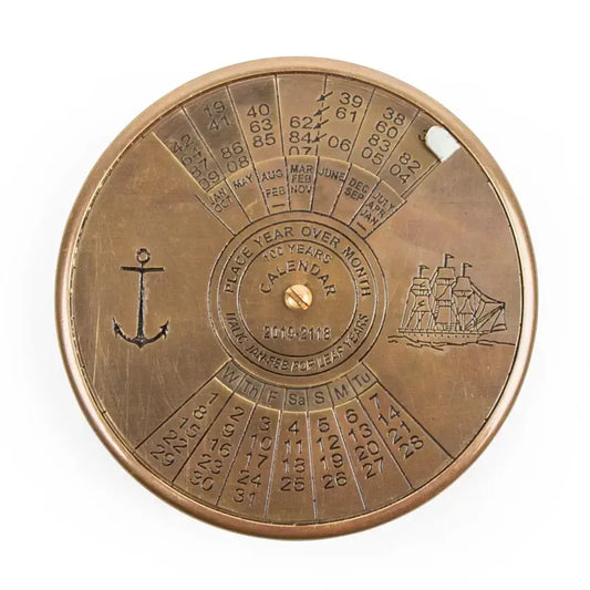 calendar - 100-year - antiqued brass by ten thousand villages