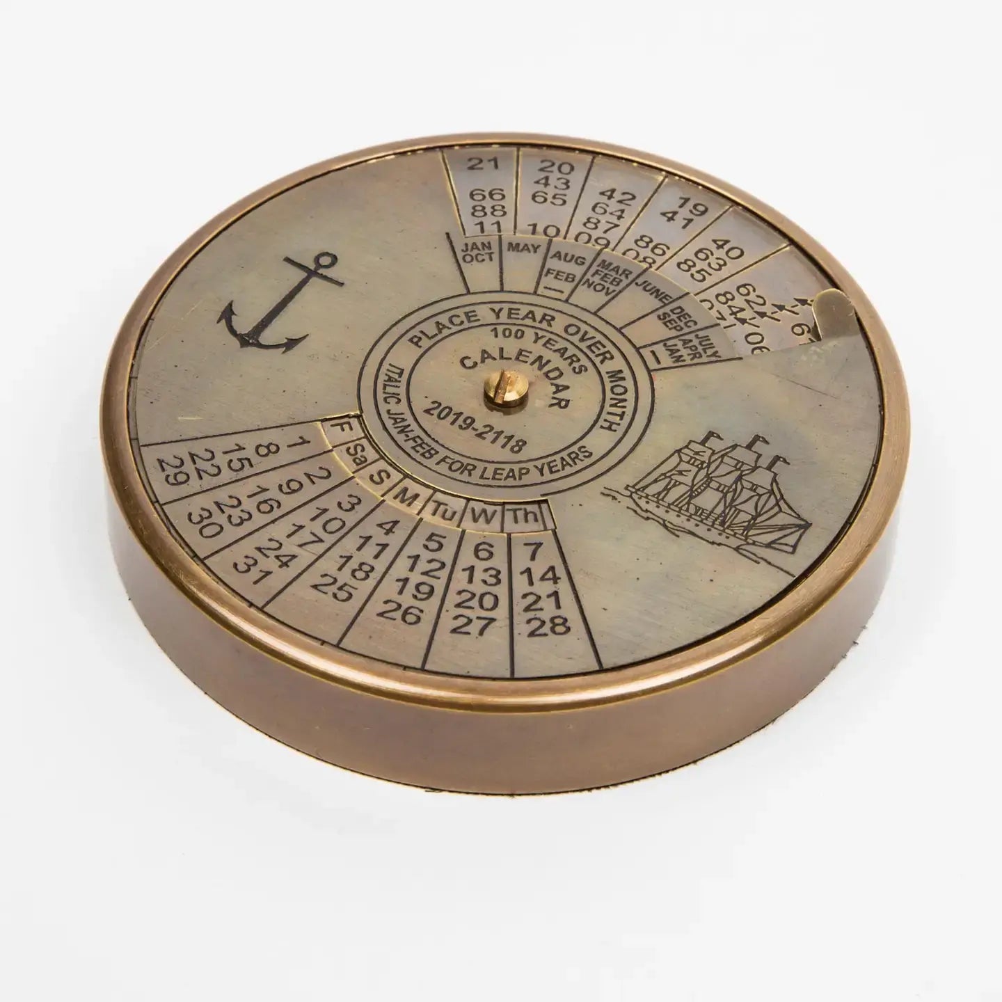 calendar - 100-year - antiqued brass by ten thousand villages