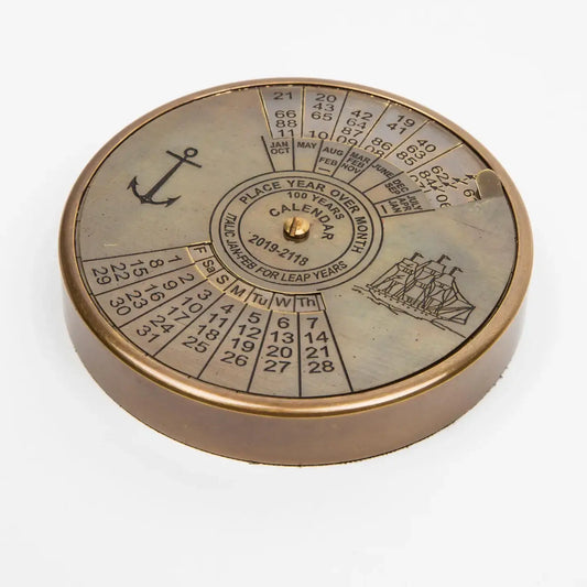 calendar - 100-year - antiqued brass by ten thousand villages