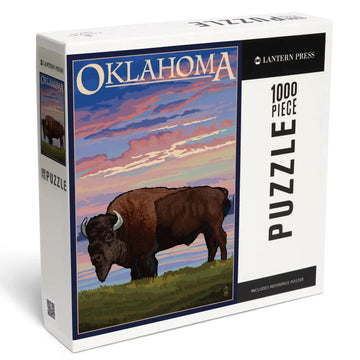 puzzle - 1000-piece - oklahoma buffalo sunset by lantern press