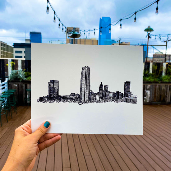 print - oklahoma city skyline illustration by scissortail prints co.