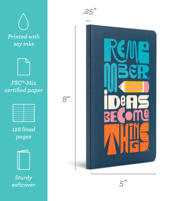 book - "write now" journal - remember, ideas become things by compendium