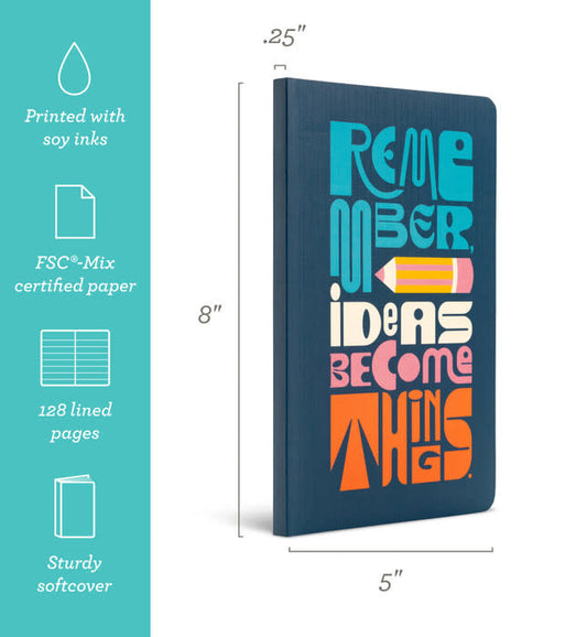 book - "write now" journal - remember, ideas become things by compendium