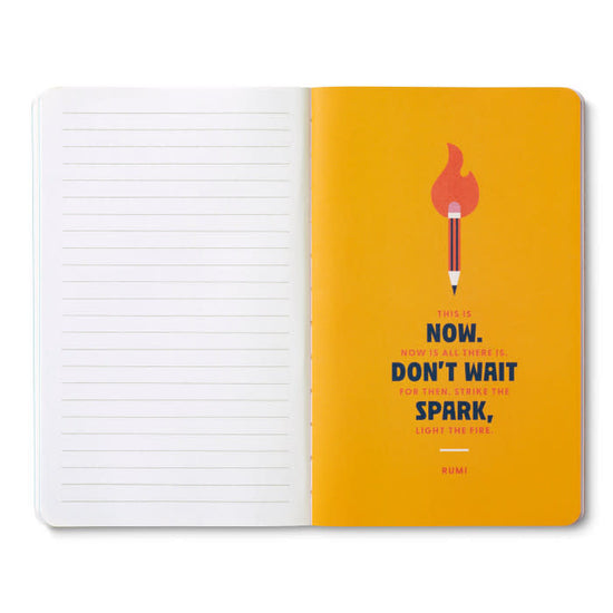 book - "write now" journal - remember, ideas become things by compendium