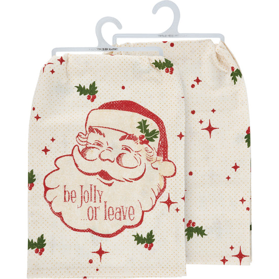 tea towel - vintage cream - be jolly or leave by primitives by kathy