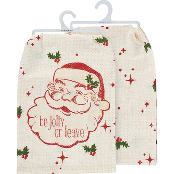 tea towel - vintage cream - be jolly or leave by primitives by kathy