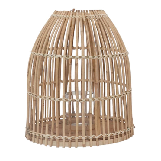 lantern - bamboo + glass votive by creative co-op