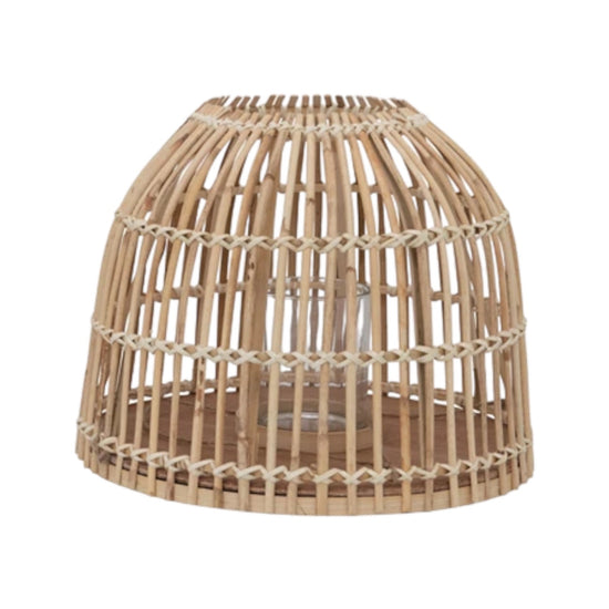 lantern - bamboo + glass votive by creative co-op