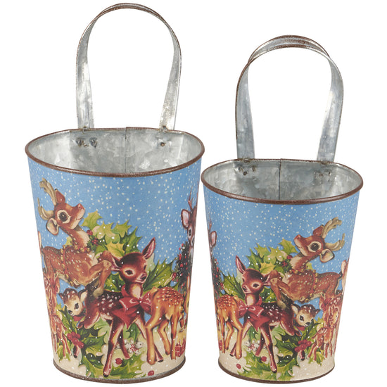 metal wall bucket - retro deer (2 sizes) by primitives by kathy