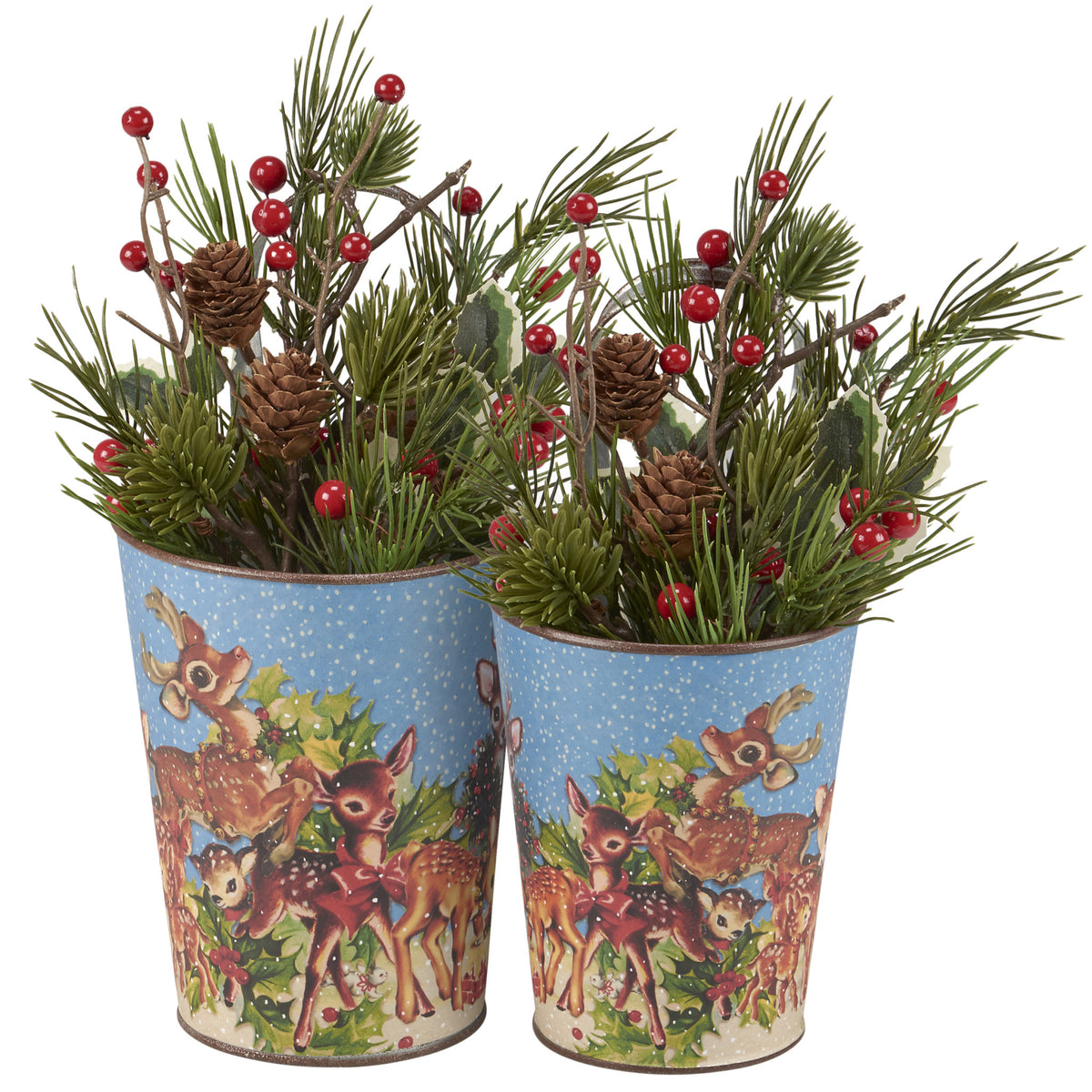 metal wall bucket - retro deer (2 sizes) by primitives by kathy