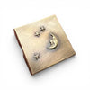 pill box - square brass 1.25" - moon & stars by metal cloth & wood