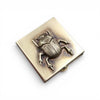 pill box - square brass 1.25" - scarab beetle by metal cloth & wood