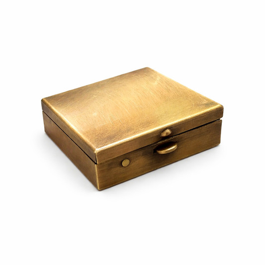pill box - square brass 1.5" by metal cloth & wood