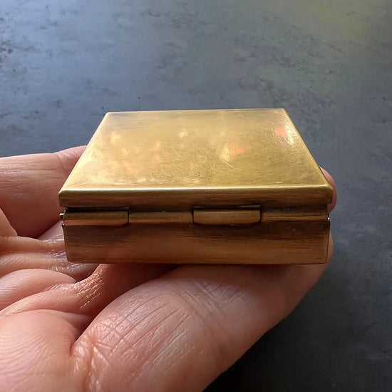 pill box - square brass 1.5" by metal cloth & wood