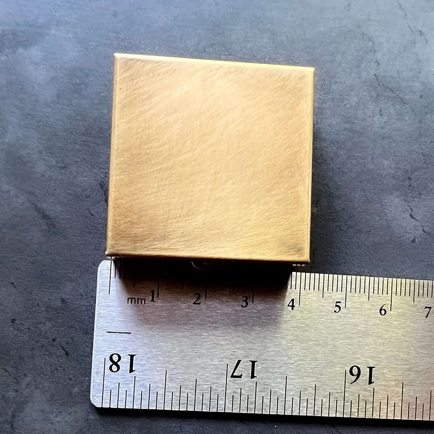 pill box - square brass 1.5" by metal cloth & wood