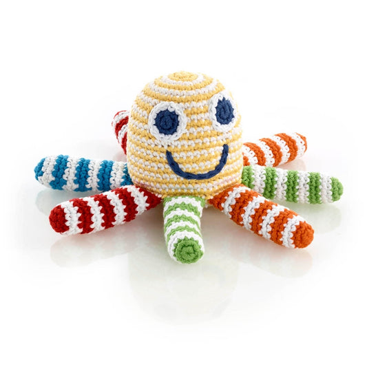 crochet rattle - rainbow octopus by pebble