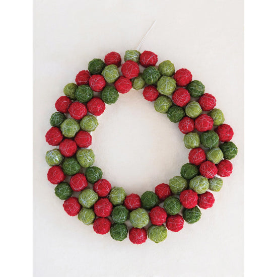 wreath - wool balls - thread wrapped by creative co-op