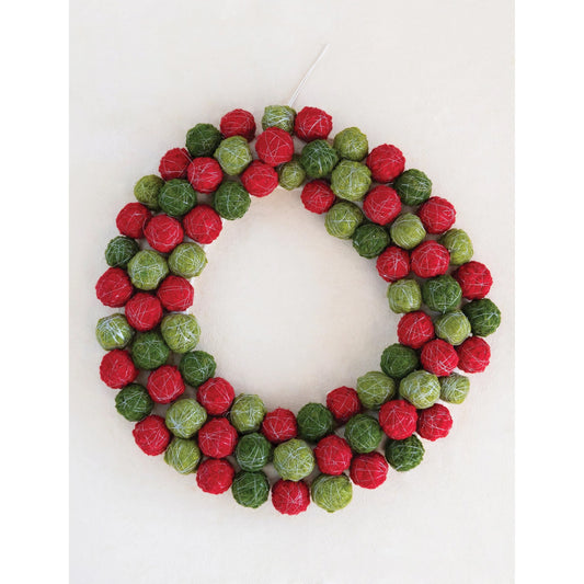 wreath - wool balls - thread wrapped by creative co-op