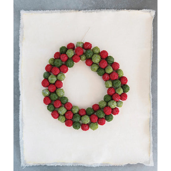 wreath - wool balls - thread wrapped by creative co-op