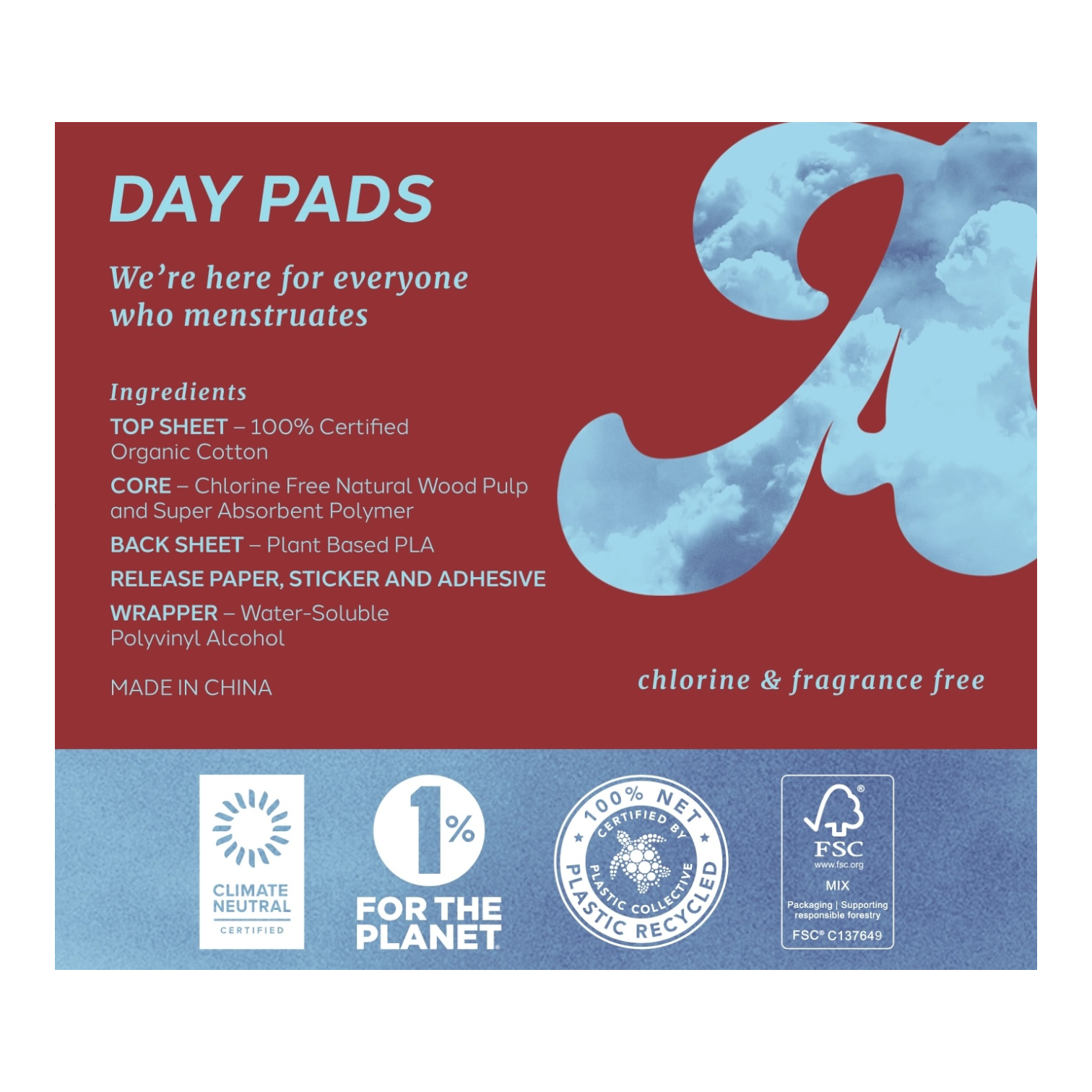 day pads - organic cotton - 16-count by august