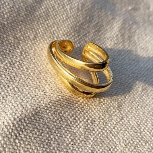 earrings - three lines dainty ear cuff - 18kgf by goldfi