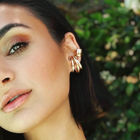 earrings - three lines dainty ear cuff - 18kgf by goldfi