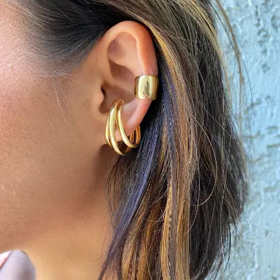 earrings - three lines dainty ear cuff - 18kgf by goldfi