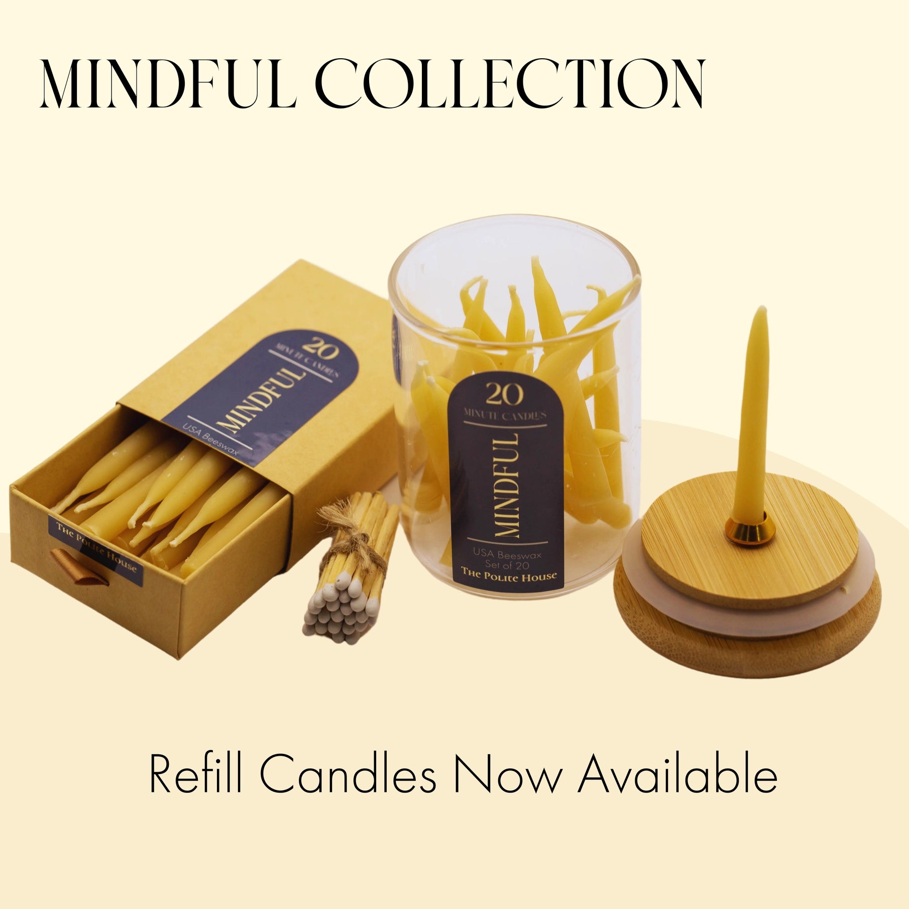 candle - beeswax - 20 minute mindful by the polite house