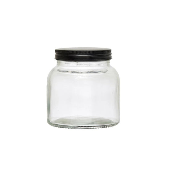 glass jar - black lid - 20oz by creative co-op
