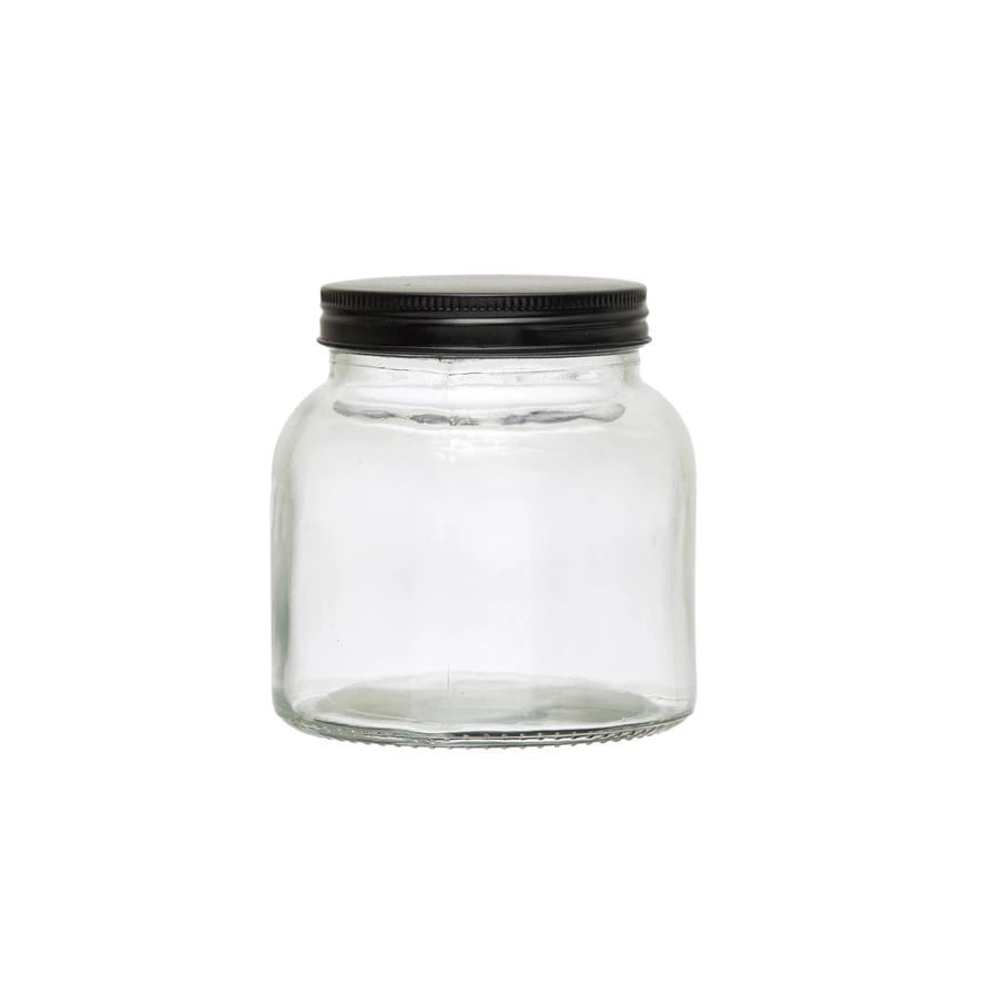 glass jar - black lid - 20oz by creative co-op