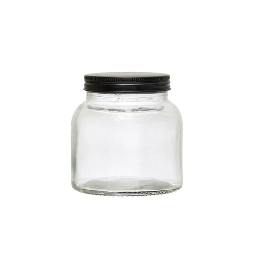 glass jar - black lid - 20oz by creative co-op