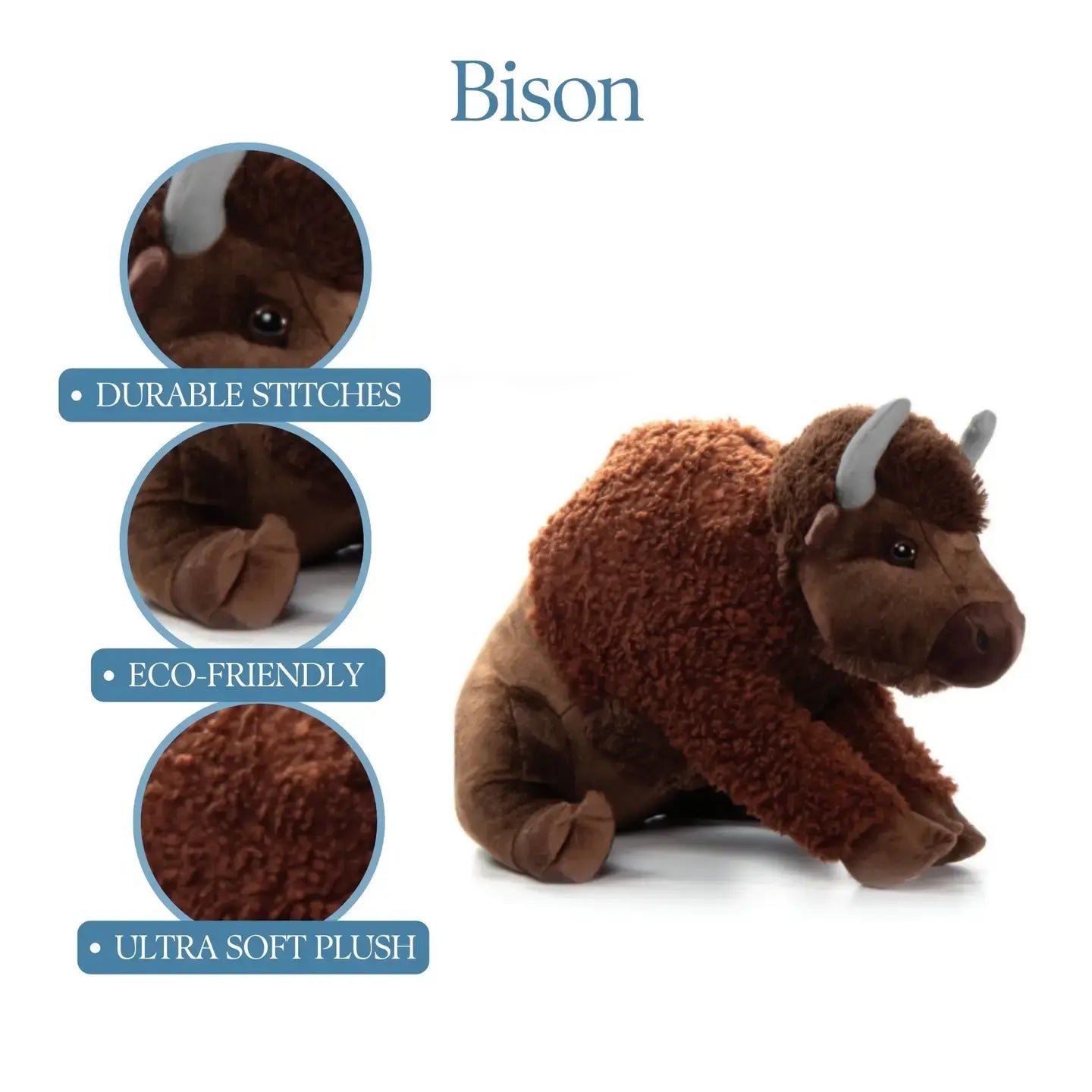 toy - animal plush - wild onez - bison large 20" by the petting zoo