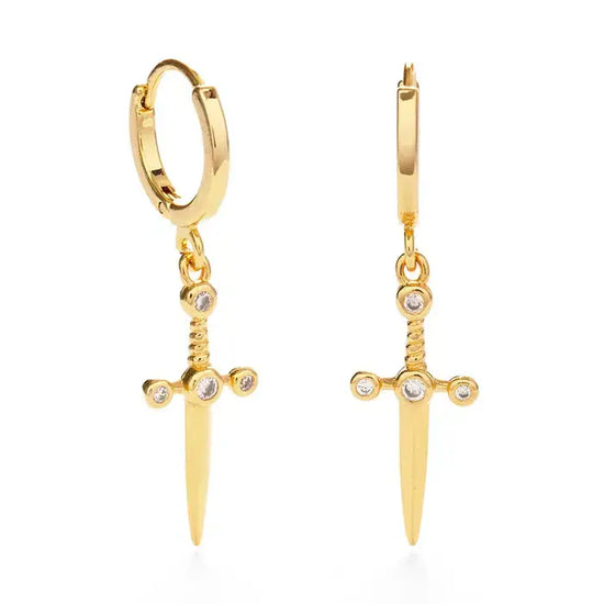 earrings - huggie hoops - dagger - 14kgp by amano studio