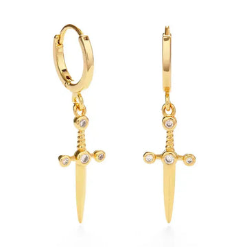 earrings - huggie hoops - dagger - 14kgp by amano studio