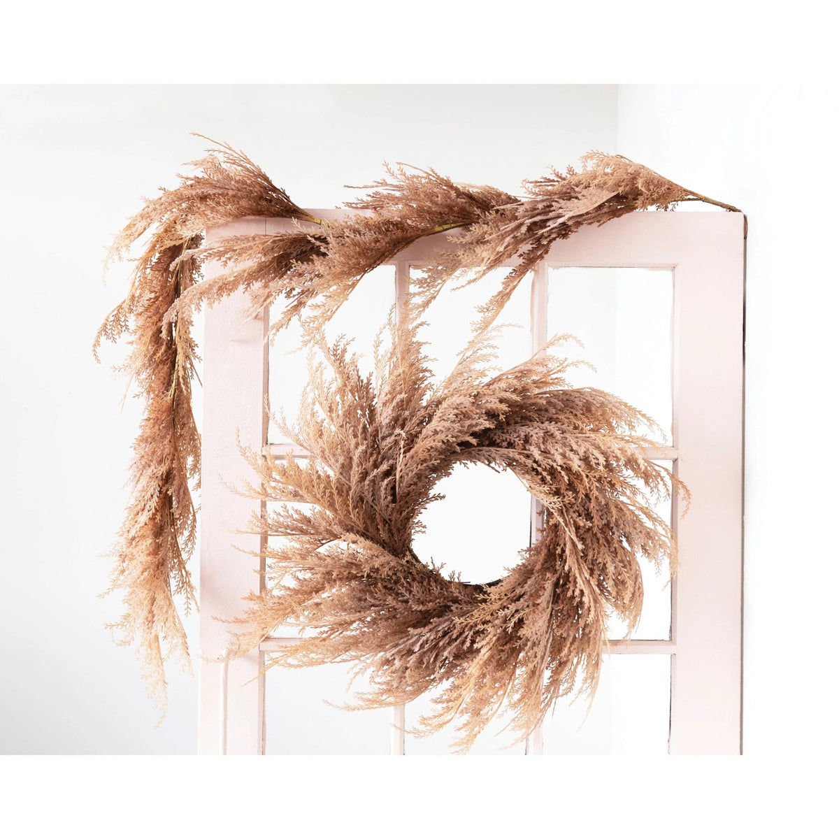 wreath - faux pampas grass - blush by creative co-op