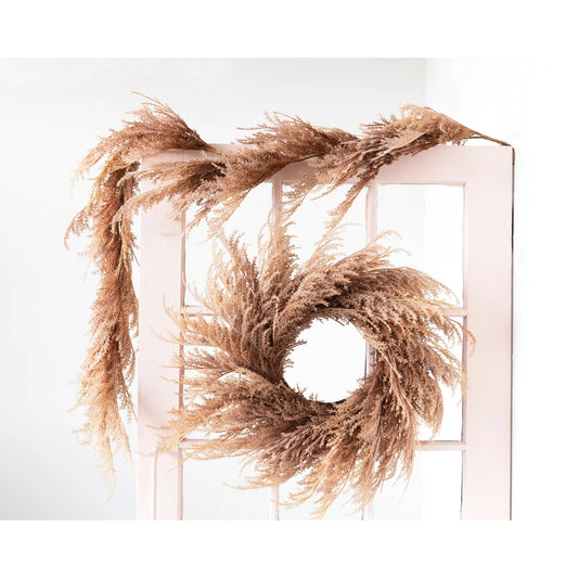 wreath - faux pampas grass - blush by creative co-op
