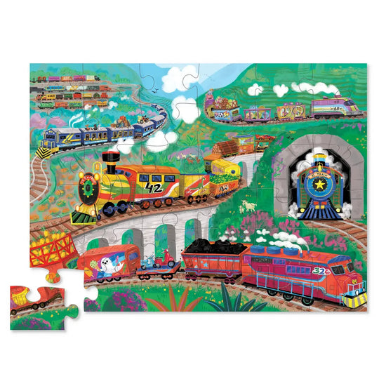 puzzle - 36-piece floor - all aboard! train by crocodile creek