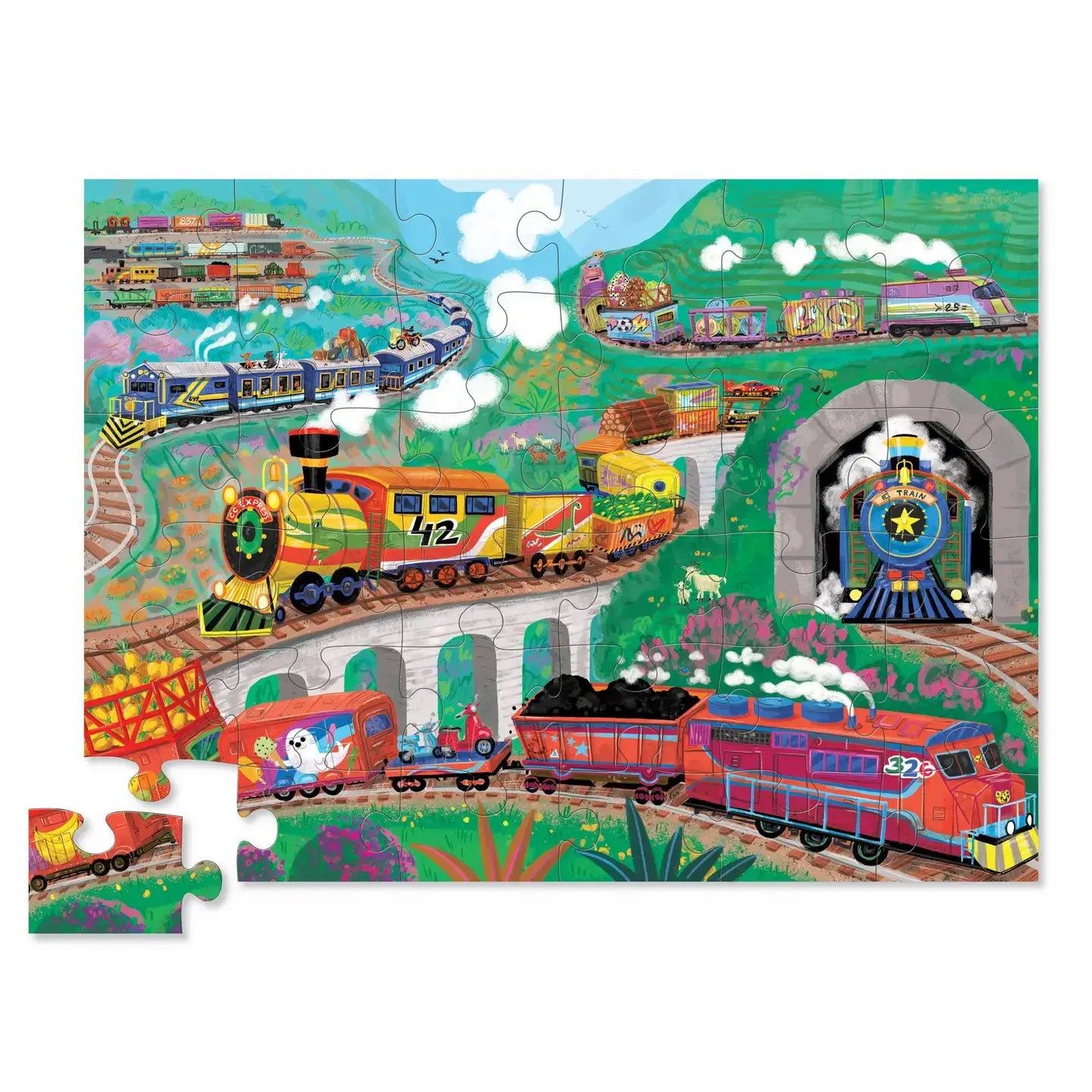puzzle - 36-piece floor - all aboard! train by crocodile creek