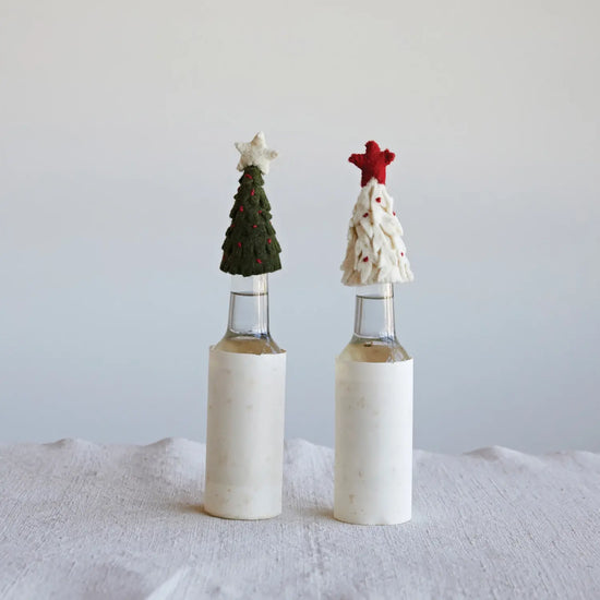 bottle or tree topper - mini felt tree by creative co-op