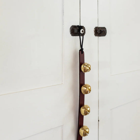 sleigh bells - leather/brass - evergreen by millstream home