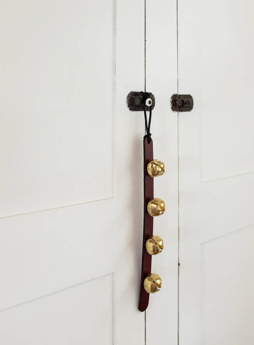 sleigh bells - leather/brass - evergreen by millstream home