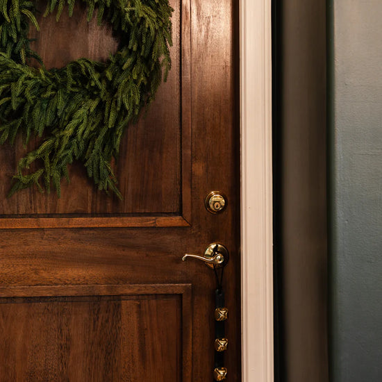 sleigh bells - leather/brass - evergreen by millstream home