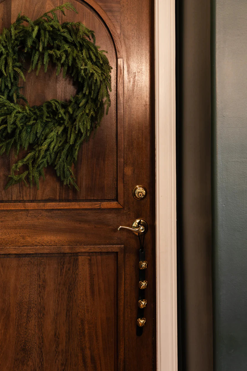 sleigh bells - leather/brass - evergreen by millstream home