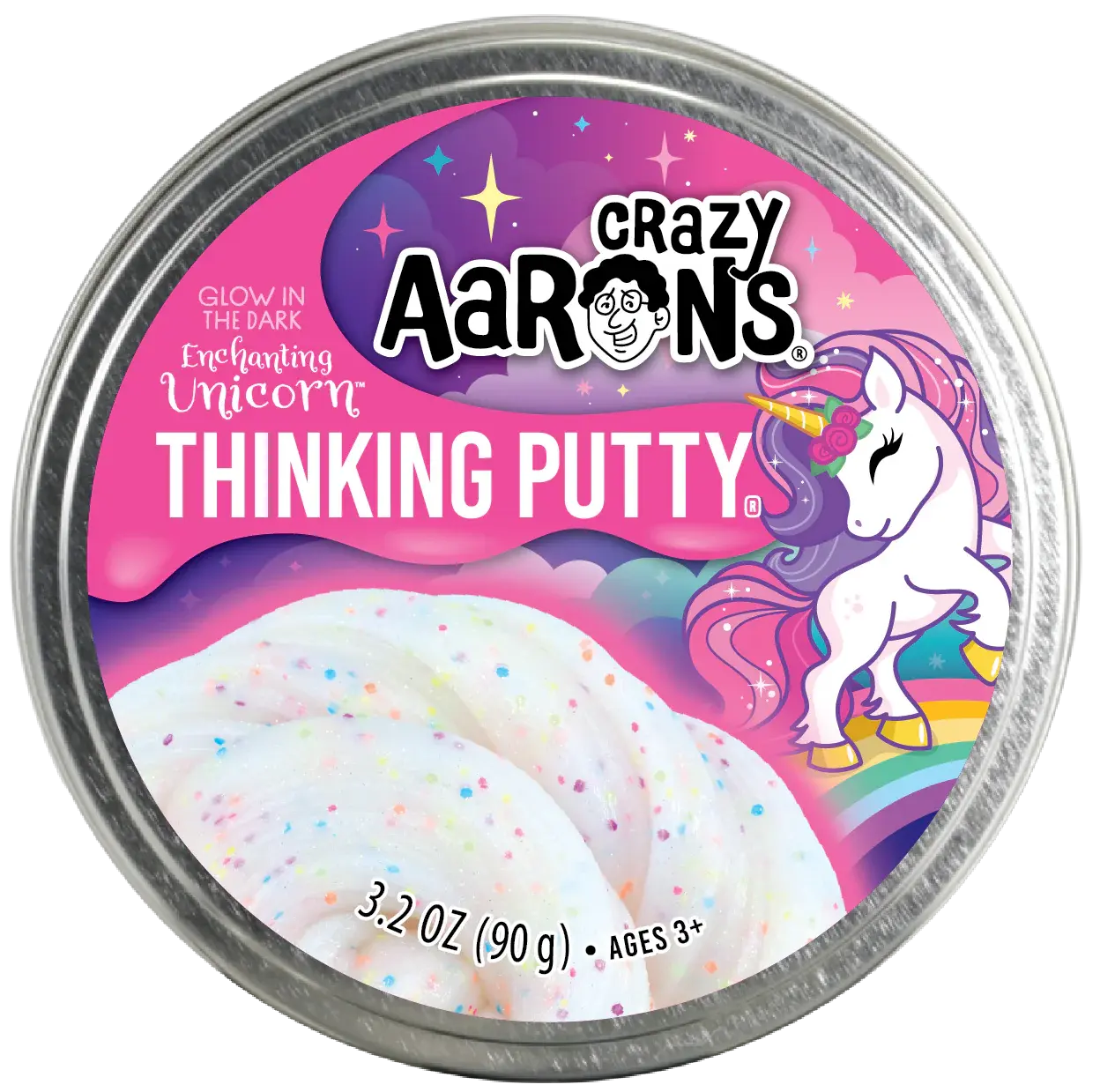 thinking putty - 4" tin - enchanting unicorn by crazy aaron's puttyworld