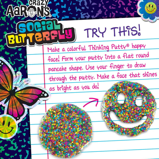x-thinking putty tin - social butterfly - 4" full size by crazy aaron's puttyworld