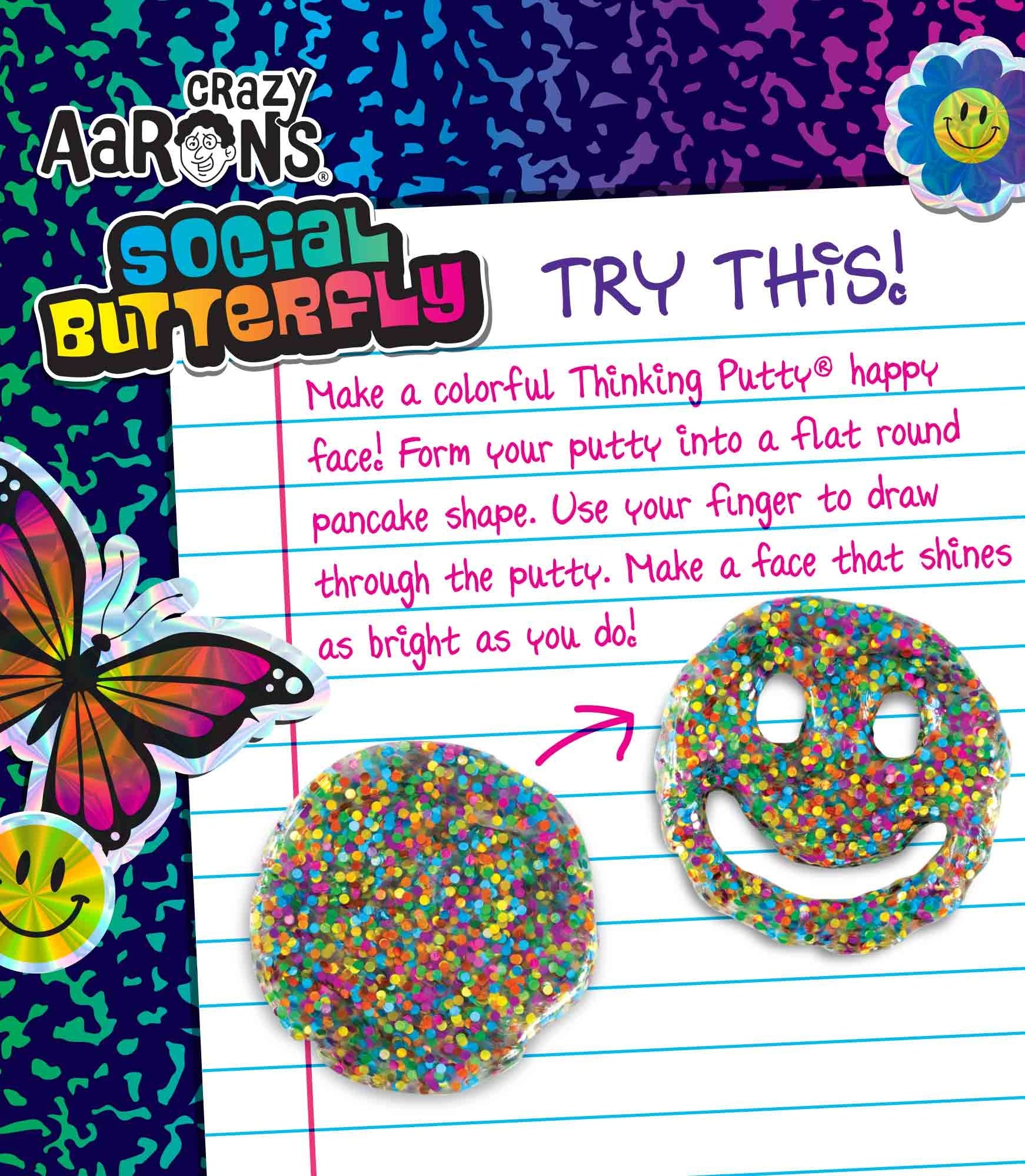 x-thinking putty tin - social butterfly - 4" full size by crazy aaron's puttyworld