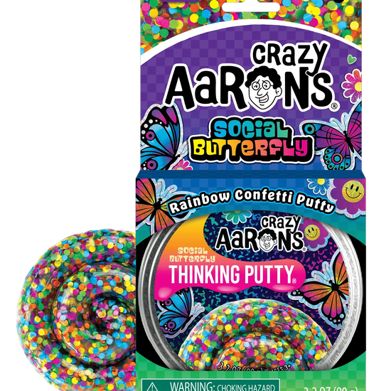 x-thinking putty tin - social butterfly - 4" full size by crazy aaron's puttyworld