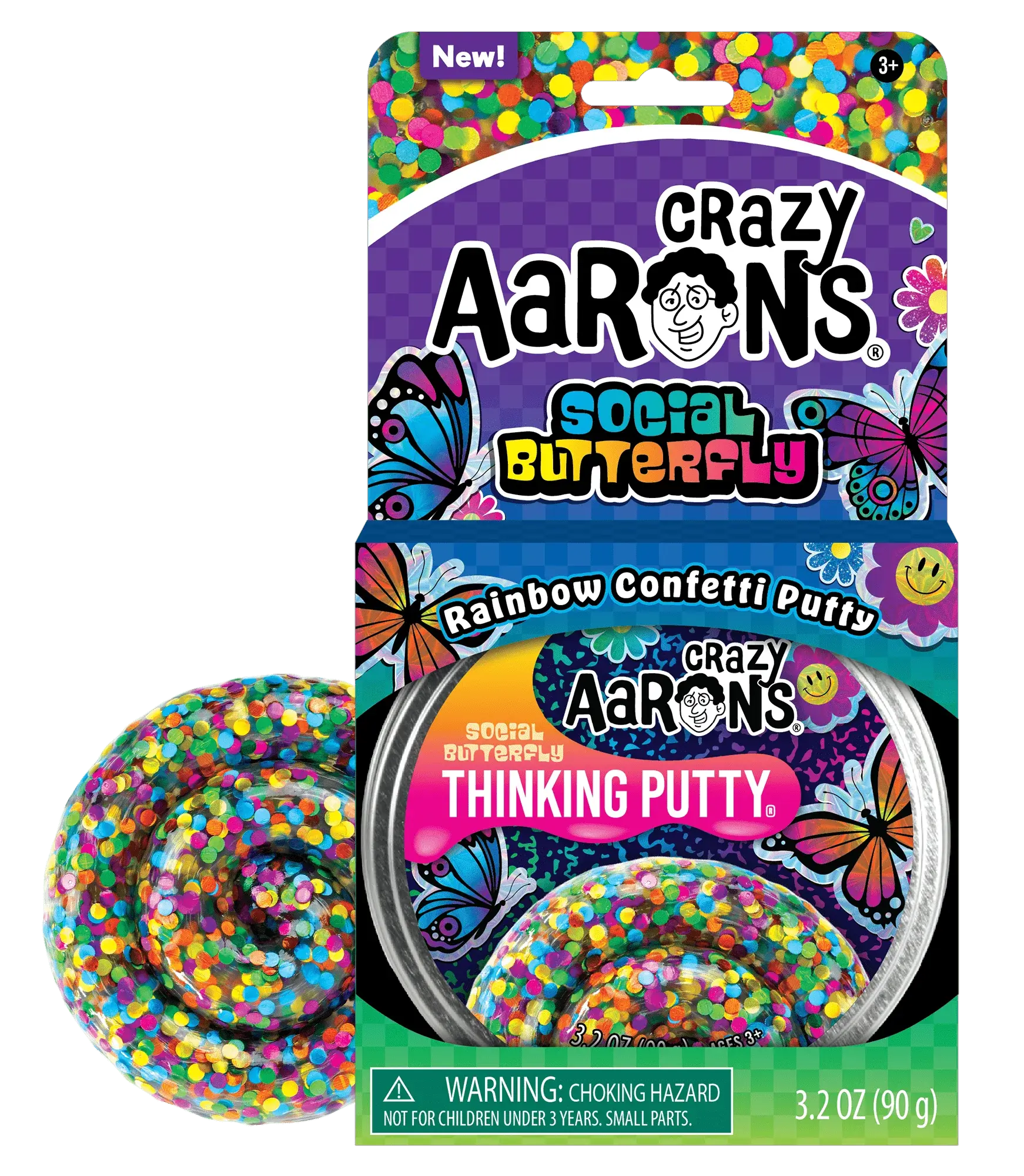 x-thinking putty tin - social butterfly - 4" full size by crazy aaron's puttyworld