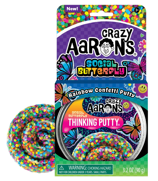 x-thinking putty tin - social butterfly - 4" full size by crazy aaron's puttyworld
