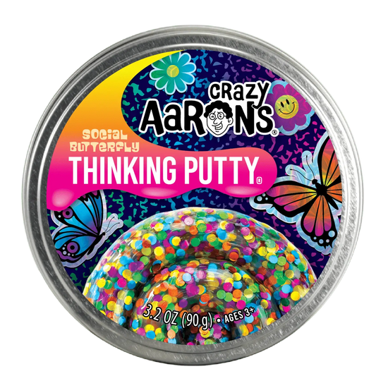 x-thinking putty tin - social butterfly - 4" full size by crazy aaron's puttyworld